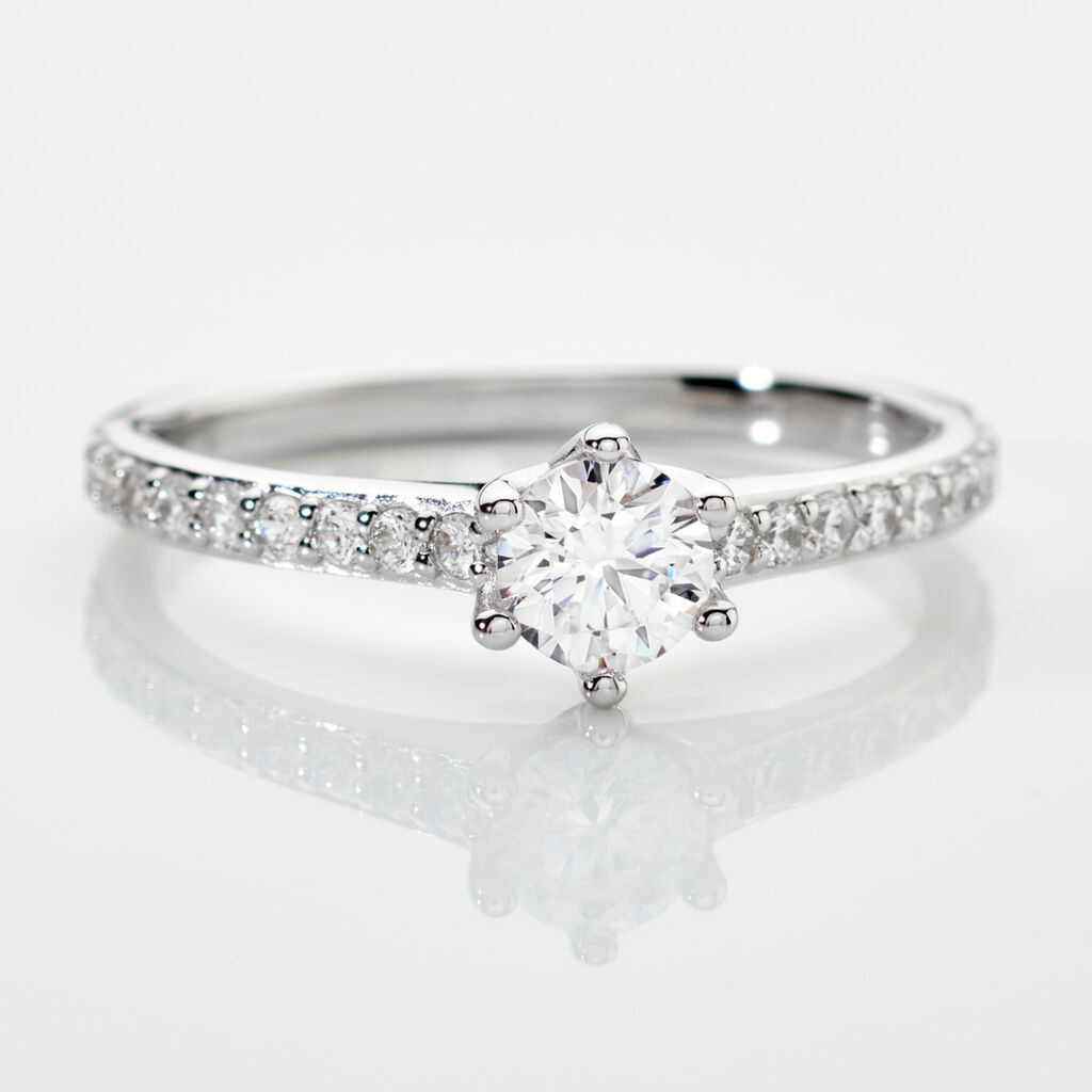 NERELLE Damen Ring Silber 925 Zirkonia Wei&szlig; 0,1 ct