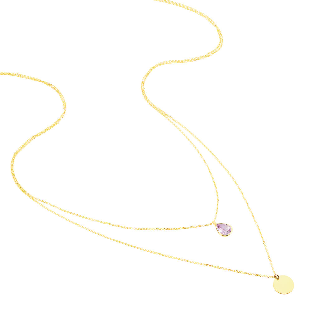 MODOU 2 Damen Collier Gold 375 (9 Karat) Amethyst Violett 0,12 ct Tropfen