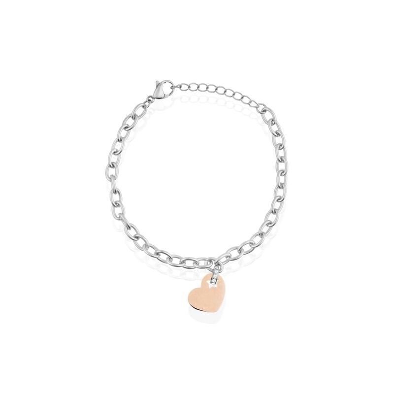 Bracciale in acciaio bicolore e strass con charm a forma di cuore - Spannringe Damen | OROVIVO