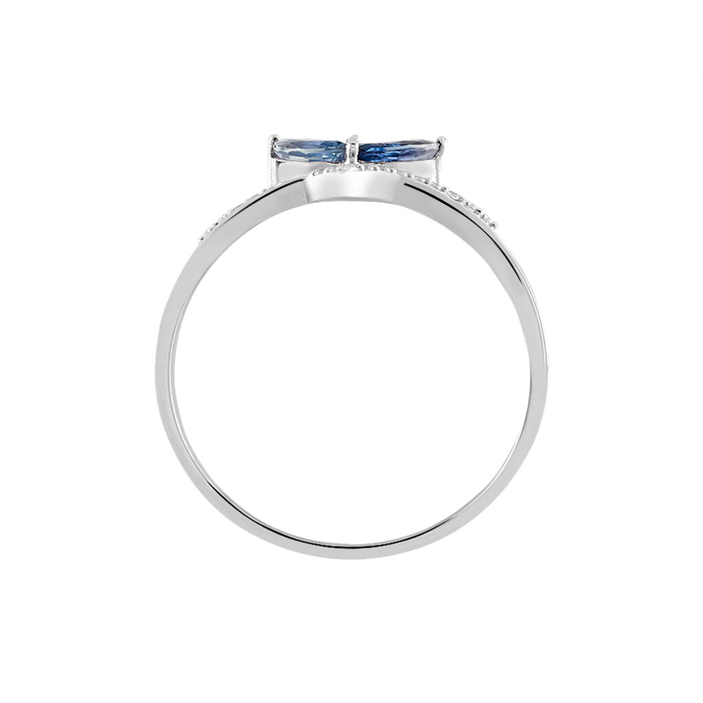 Bague Or Weiss Anir Saphir Fleur Diamant - Spannringe Damen | OROVIVO