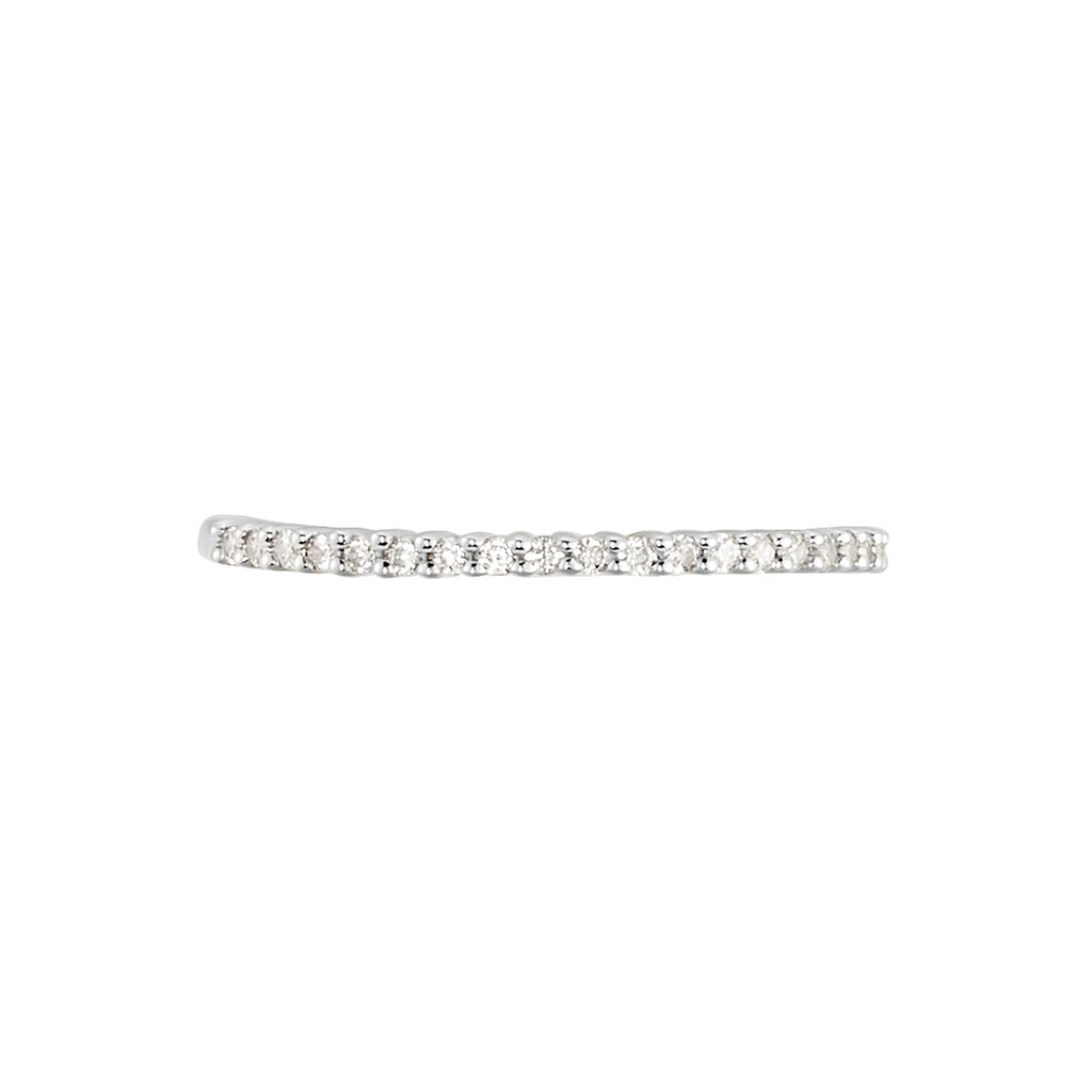 Damen Ring Weißgold 375 Zirkonia Memo Flach  - Eheringe mit Stein Damen | OROVIVO