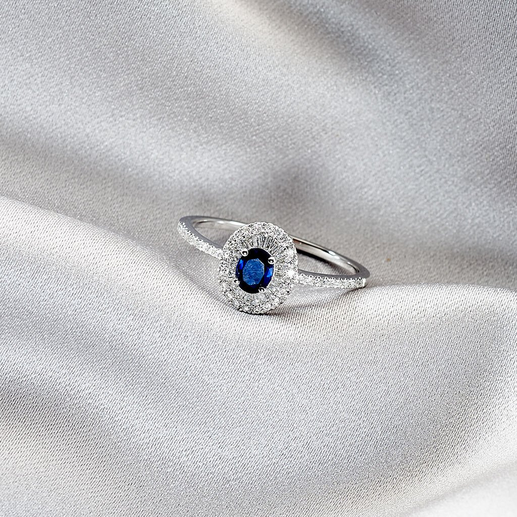 JAKKA Damen Ring Weißgold 585 (14 Karat) Saphir Blau 0,45 ct Oval - Solitärringe Damen | OROVIVO