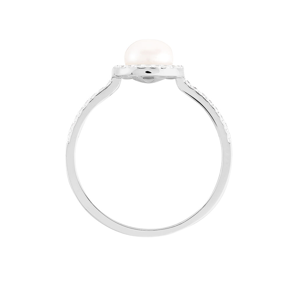 Bague Suada Argent Blanc Perle De Culture Et Oxyde De Zirconium - Spannringe Damen | OROVIVO