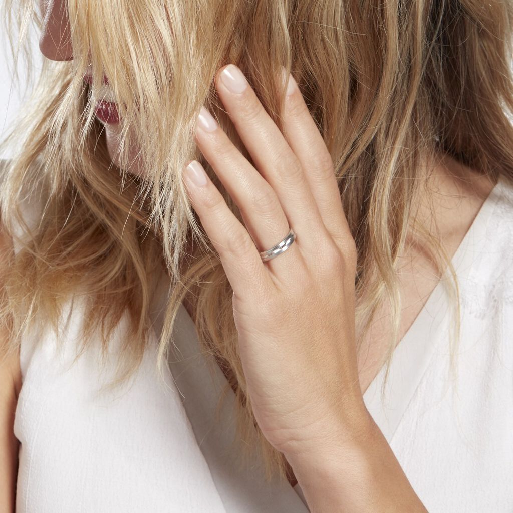 Alliance Nelcie Ruban Plat Argent Blanc - Spannringe Familie | OROVIVO