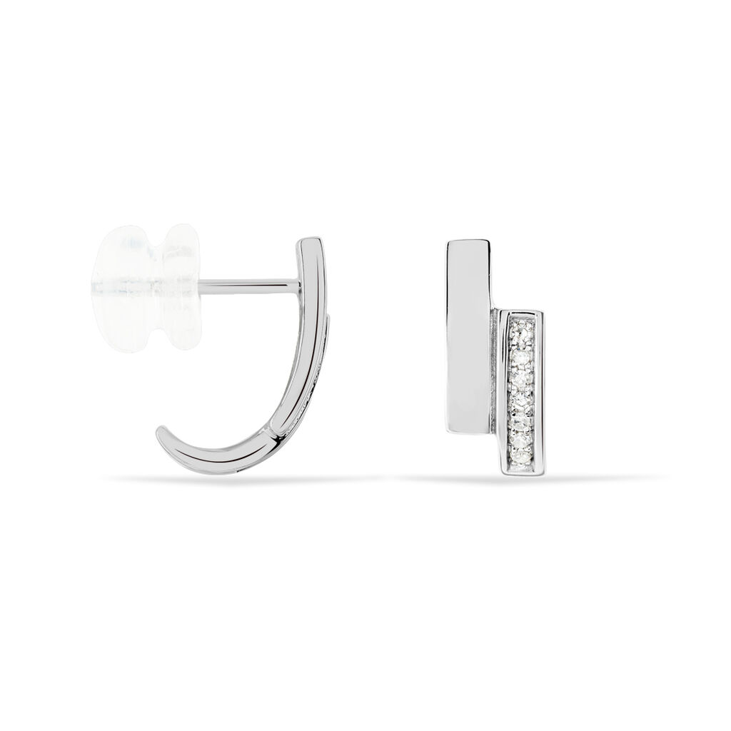 Damen Ohrstecker Weißgold 375 Diamant 0,07ct Balken Cecile 1  - Ohrstecker Damen | OROVIVO