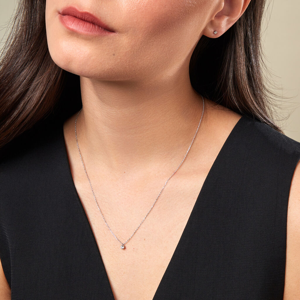 MONOPOLI Damen Collier Weißgold 585 (14 Karat) Diamant Weiß 0,11 ct - Halsketten Damen | OROVIVO