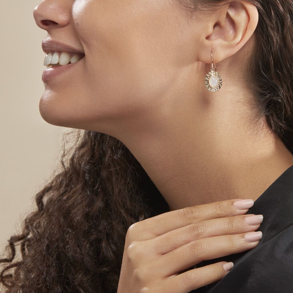 Boucles D'oreilles Plaque Or Linna Pendantes Ovales - Spannringe Damen | OROVIVO