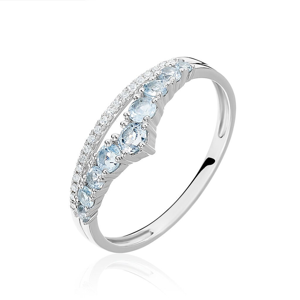 Bague Marine Or Blanc Topaze - Spannringe Damen | OROVIVO