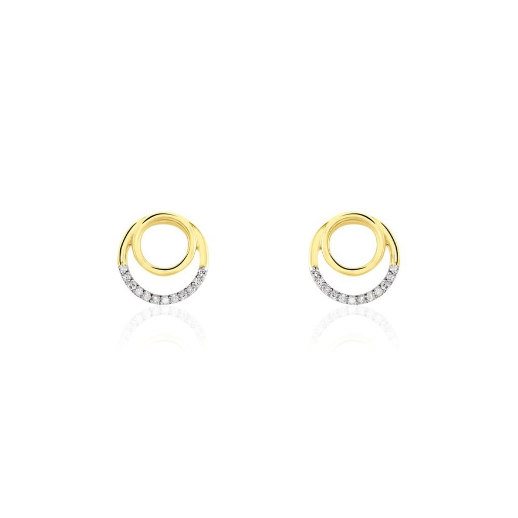 ATLANTA Damen Ohrstecker Gold 375 (9 Karat) Diamant Weiß 0,07 ct Kreis, Ohrstecker mit Stein