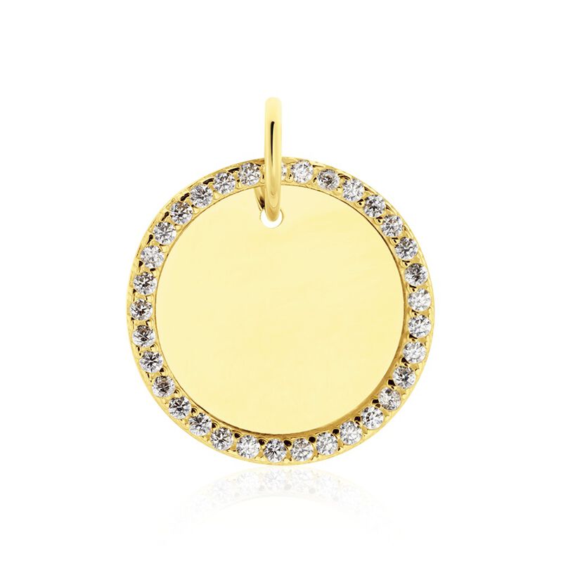 Anh&auml;nger Gold 375 gravierbar Zirkonia Kreis Cassy - Schmuckanh&auml;nger  | OROVIVO