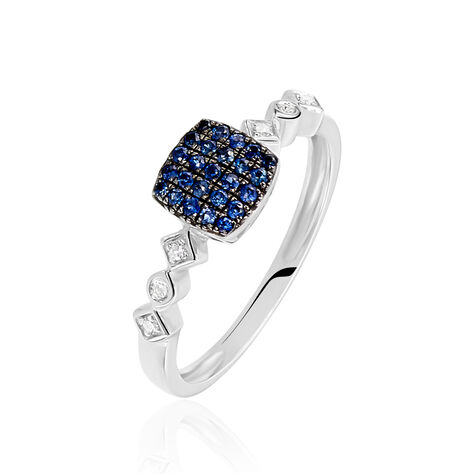 Damen Ring Weißgold 375 Saphir 0,2ct Viereck Regina 2  - Hochzeitsringe Damen | OROVIVO