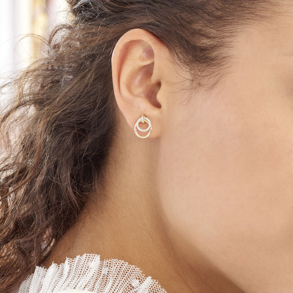 Boucles D'oreilles Puces Megan Or Jaune Diamant - Spannringe Damen | OROVIVO