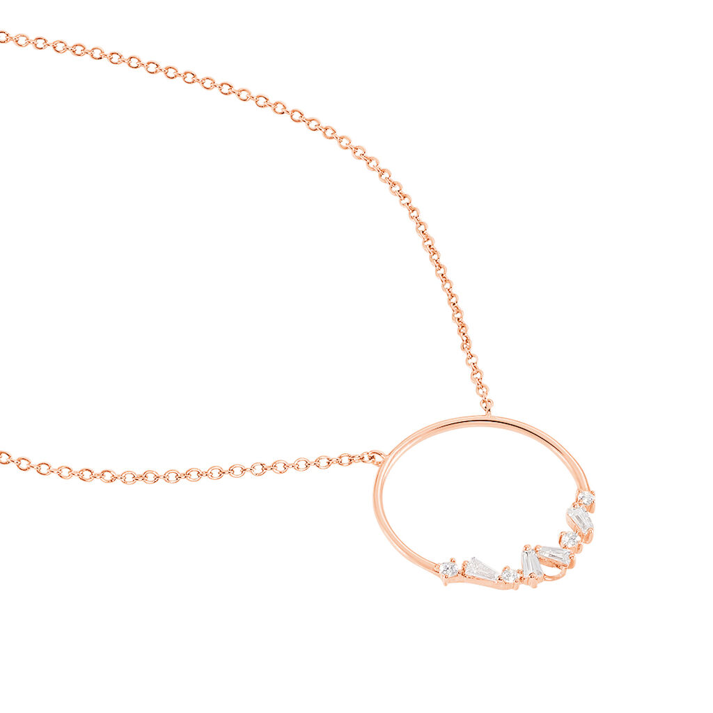 Damen Halskette Silber 925 Rosé vergoldet Zirkonia Kreis Celine - Halsketten Damen | OROVIVO