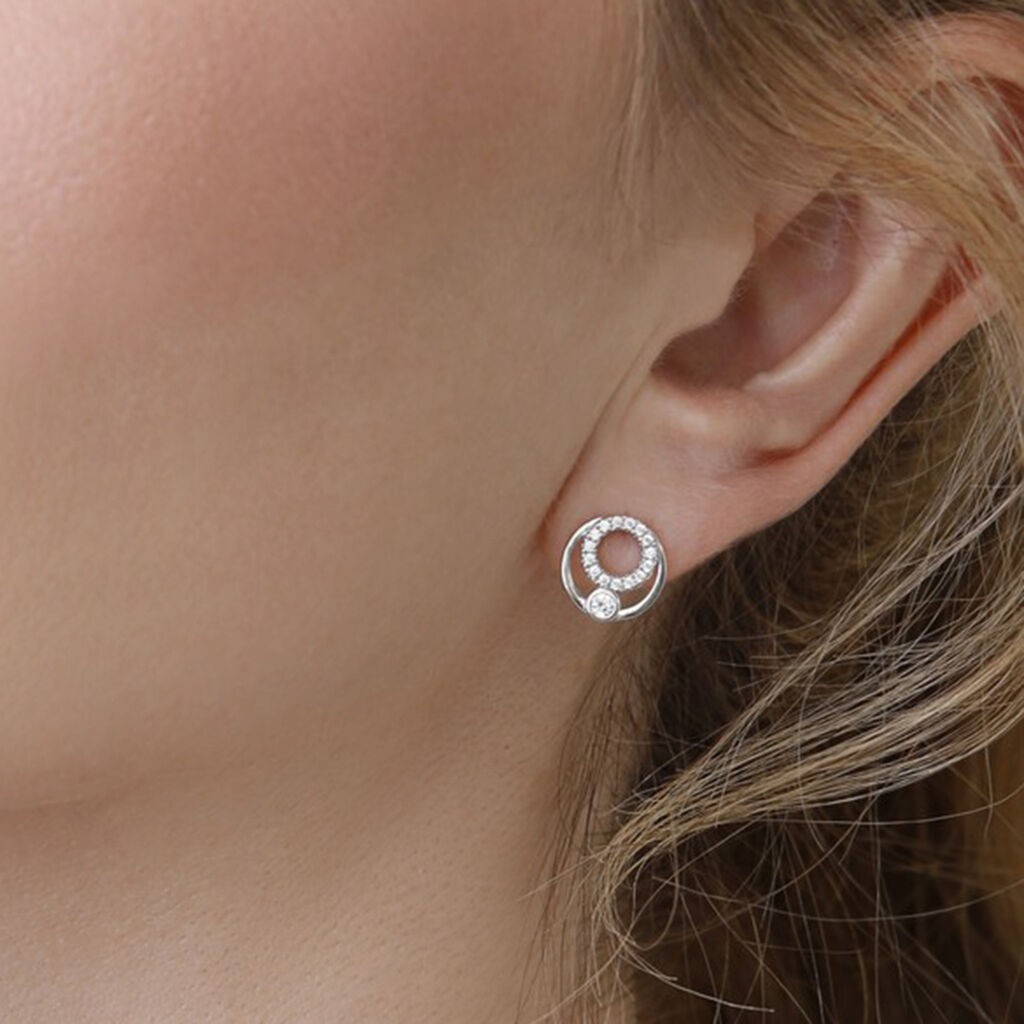 Damen Ohrstecker Weißgold 375 Zirkonia Kreis Laura  - Ohrstecker Damen | OROVIVO