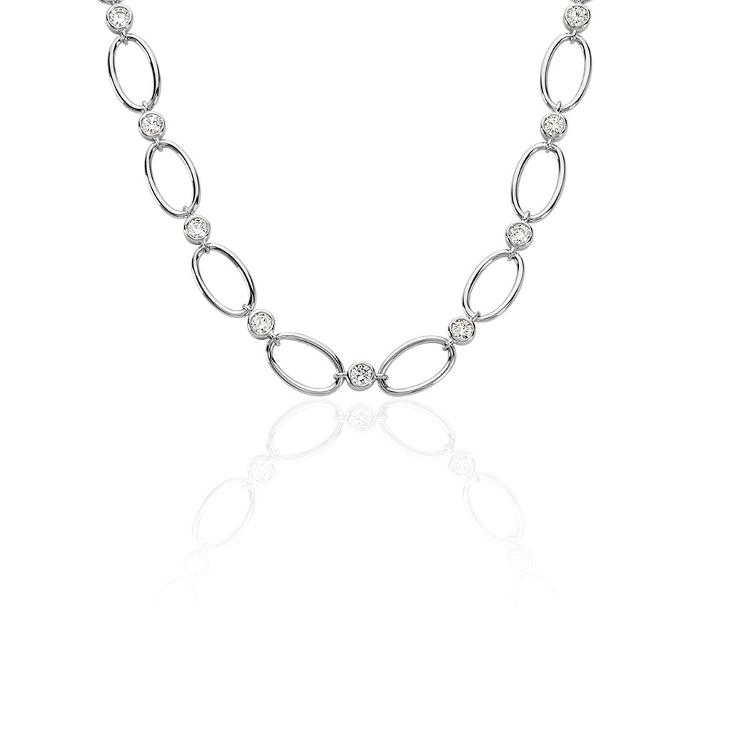 Damen Collier Silber 925 Rund Weiß Geometrisch Isabelle 5cm - Halsketten Damen | OROVIVO