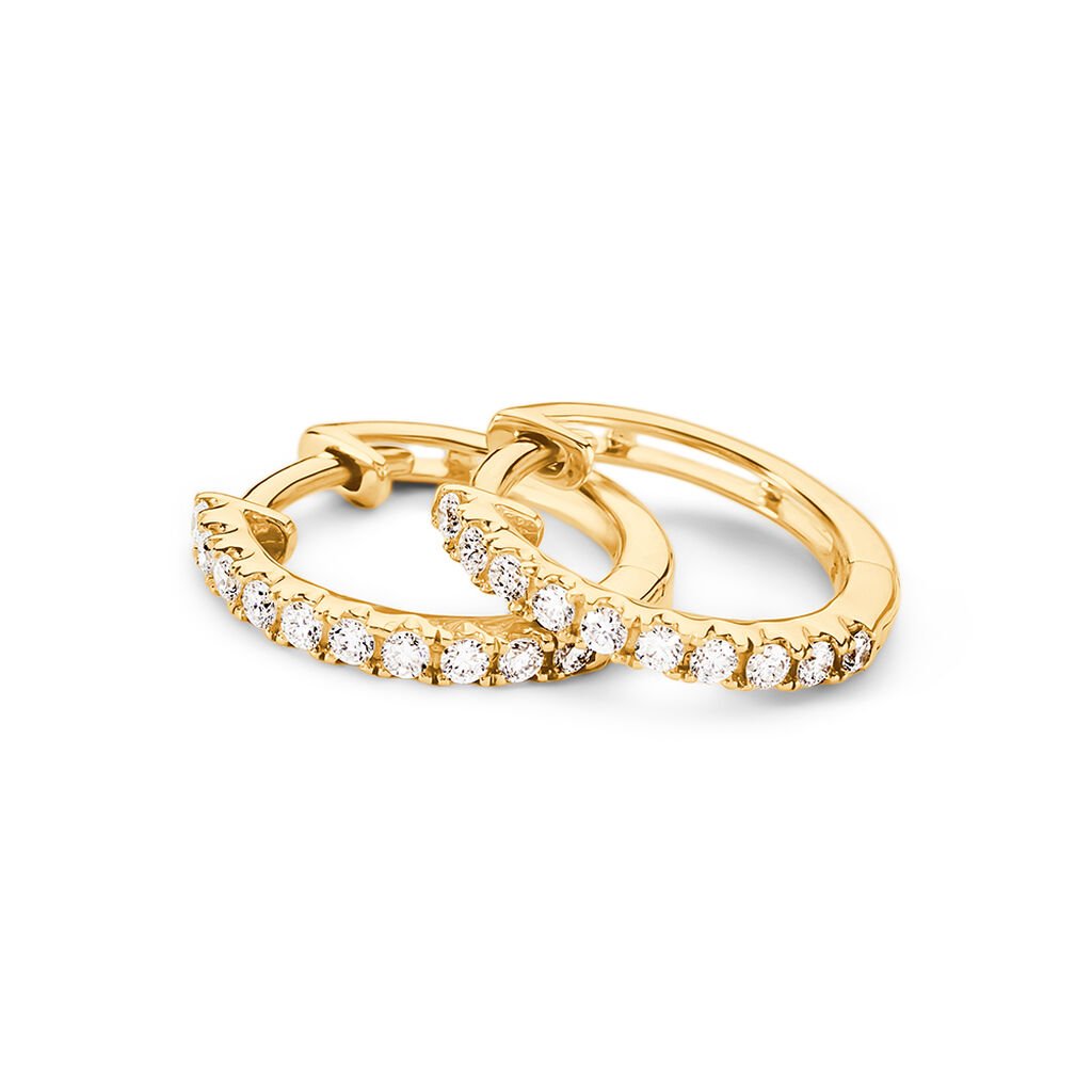 MERCY Damen Creolen Gold 585 (14 Karat) Synthetischer Diamant Weiß 0,23 ct - Creolen Damen | OROVIVO