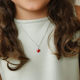 Kinder Halskette Silber 925 Glasstein Herz - Herzketten Kinder | OROVIVO
