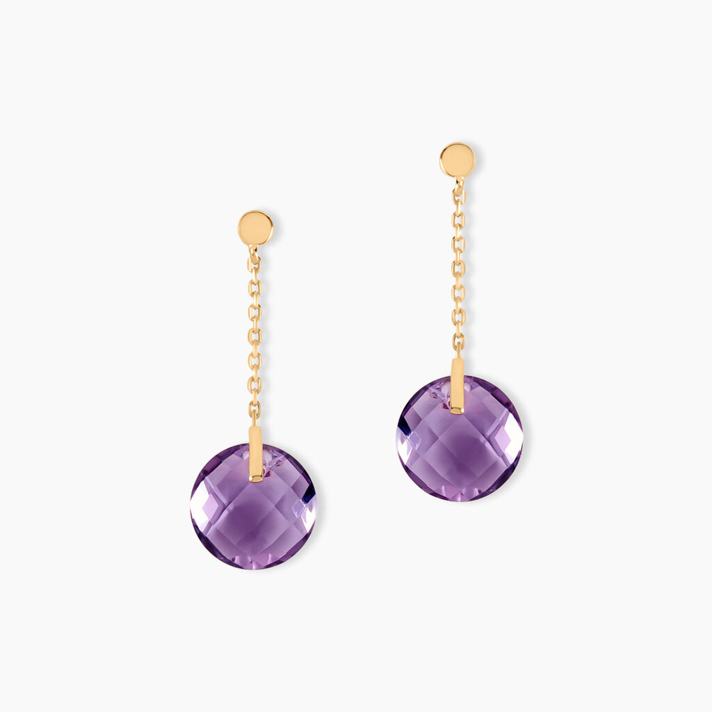 Boucles D'oreilles Or Jaune Ludmille Amethyste - Spannringe Damen | OROVIVO