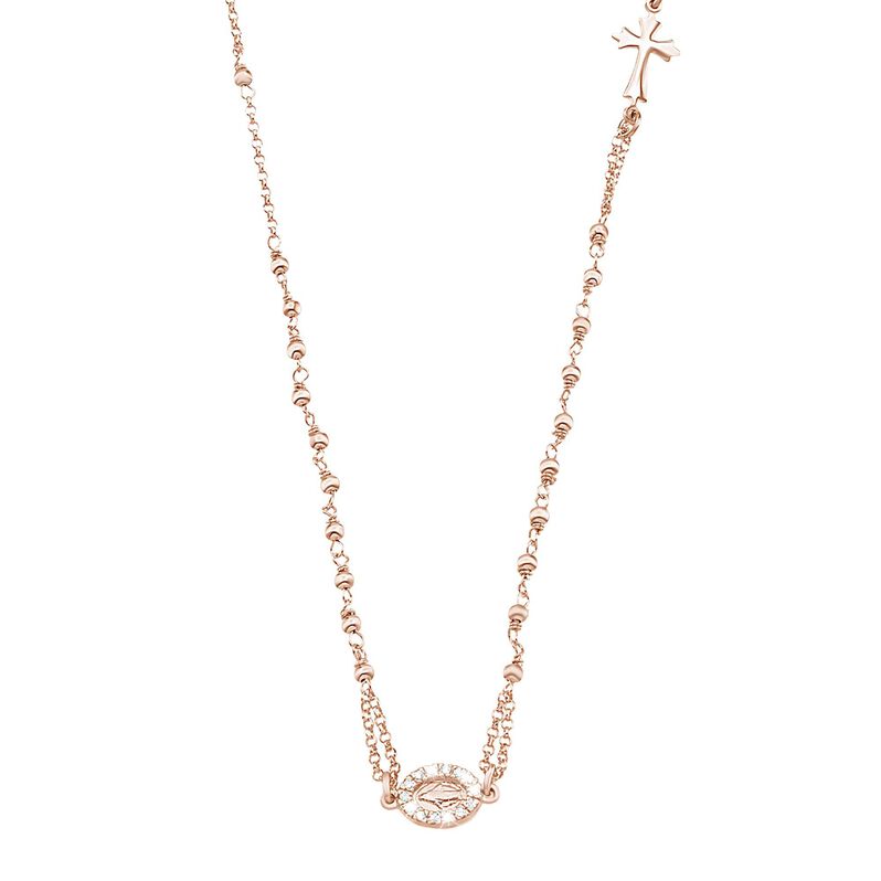 Girocollo rosario in argento rosato e zirconi - Spannringe Damen | OROVIVO