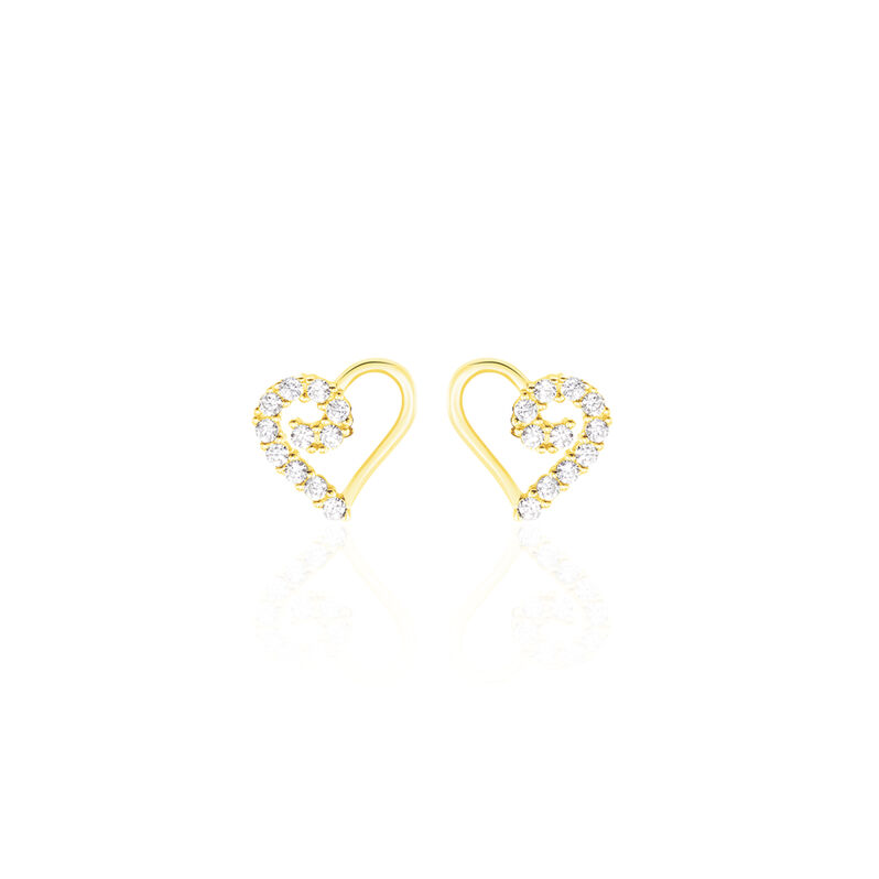 Boucles D'oreilles Puces Or Jaune Cœur - Spannringe Damen | OROVIVO