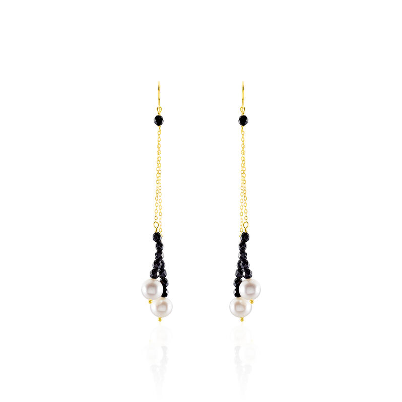 Boucles D'oreilles Pendantes Solaine Or Jaune Perle De Culture - Spannringe Damen | OROVIVO