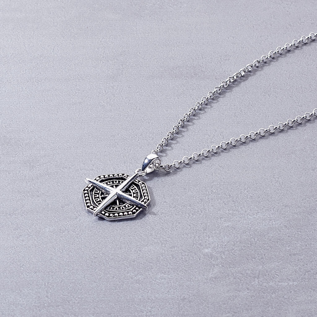 KOMPASS Herren Collier Silber 925 Achteck