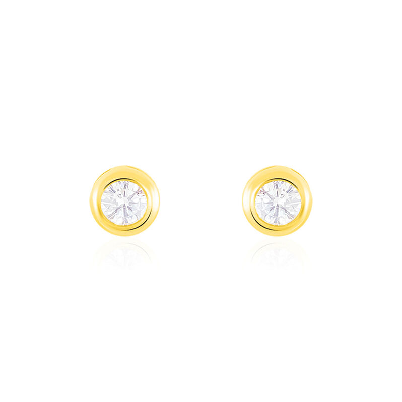 TALIA 2 ZARGE Damen Ohrstecker Gold 375 (9 Karat) Zirkonia Wei&szlig; 0,86 ct Kreis - Ohrstecker Damen | OROVIVO