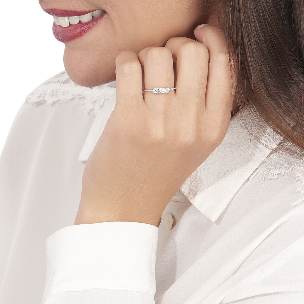 Bague Or Weiss Pricille Topaze Et Oxydes - Spannringe Damen | OROVIVO