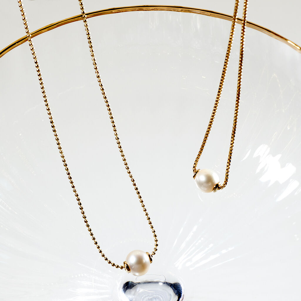 RYN Damen Collier Silber vergoldet 925 Zuchtperle Perlmutt Ball