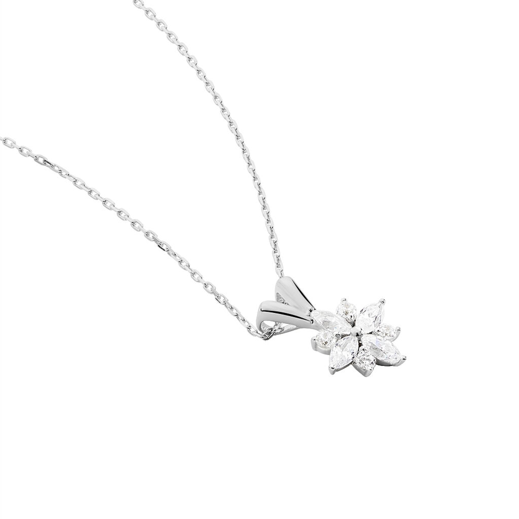 Collier Or Weiss Havata Motif Fleur - Spannringe Damen | OROVIVO