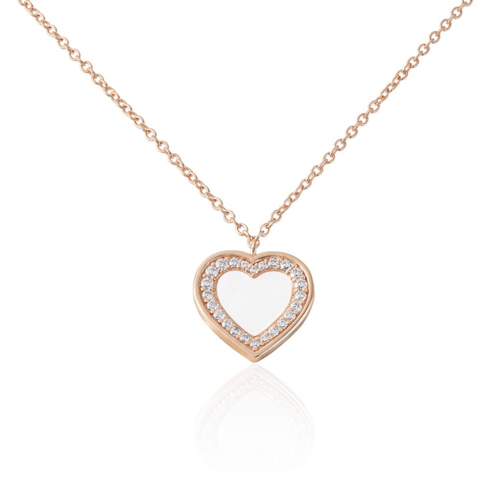 DIANNA Damen Collier Silber rosevergoldet 925 Perlmutt Rosa Perlmutt Herz