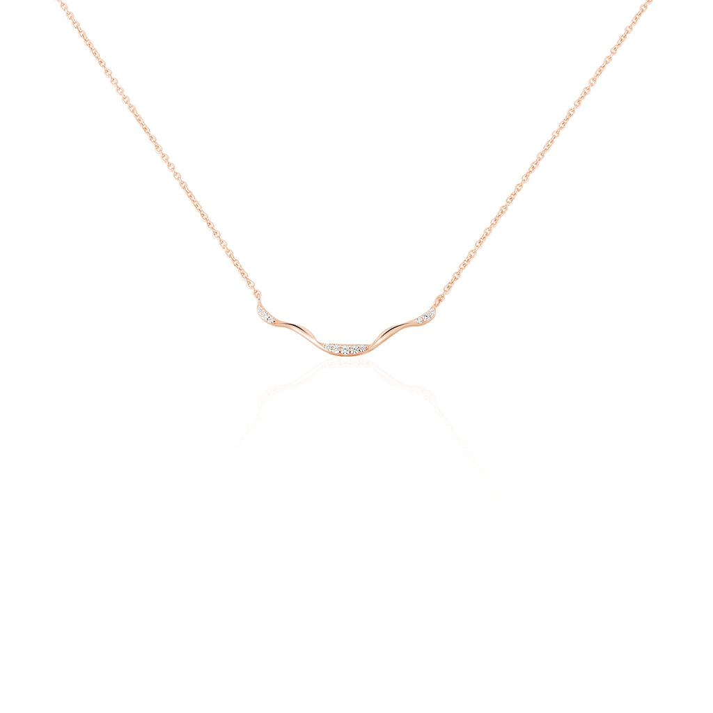 Damen Collier Silber rosevergoldet 925 Zirkonia Wave - Halsketten Damen | OROVIVO