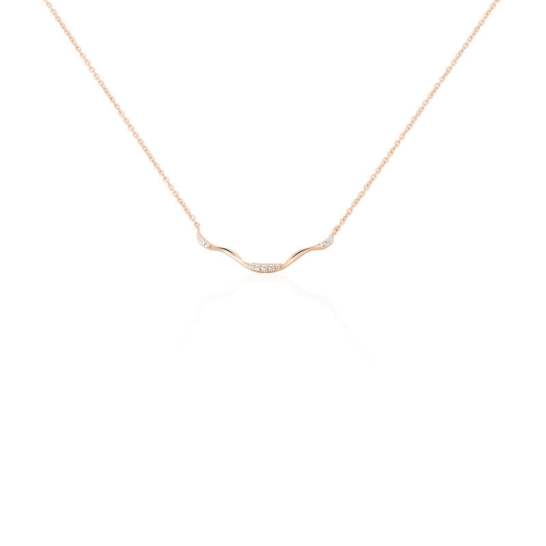 Damen Collier Silber rosevergoldet 925 Zirkonia Wave - Halsketten Damen | OROVIVO