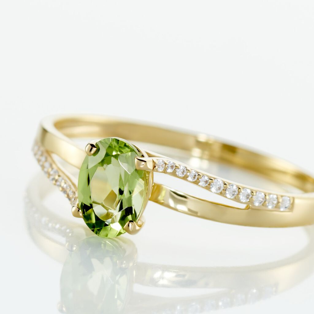 Damen Ring Gold 375 Peridot Grün 0,89ct Oval Elenea  - Solitärringe Damen | OROVIVO