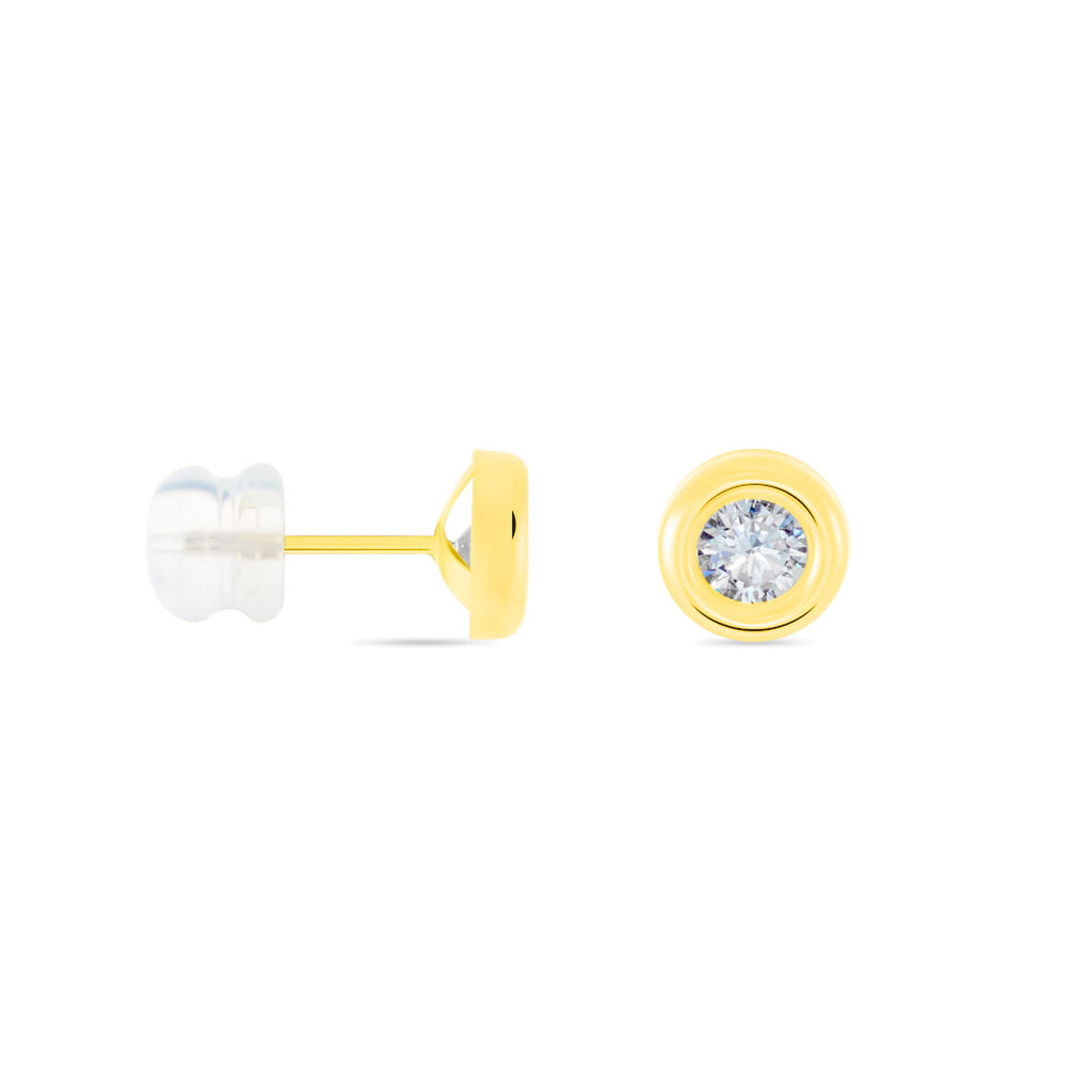 EDEN ZARGE PNEU Damen Ohrstecker Gold 375 (9 Karat) Zirkonia Wei&szlig;