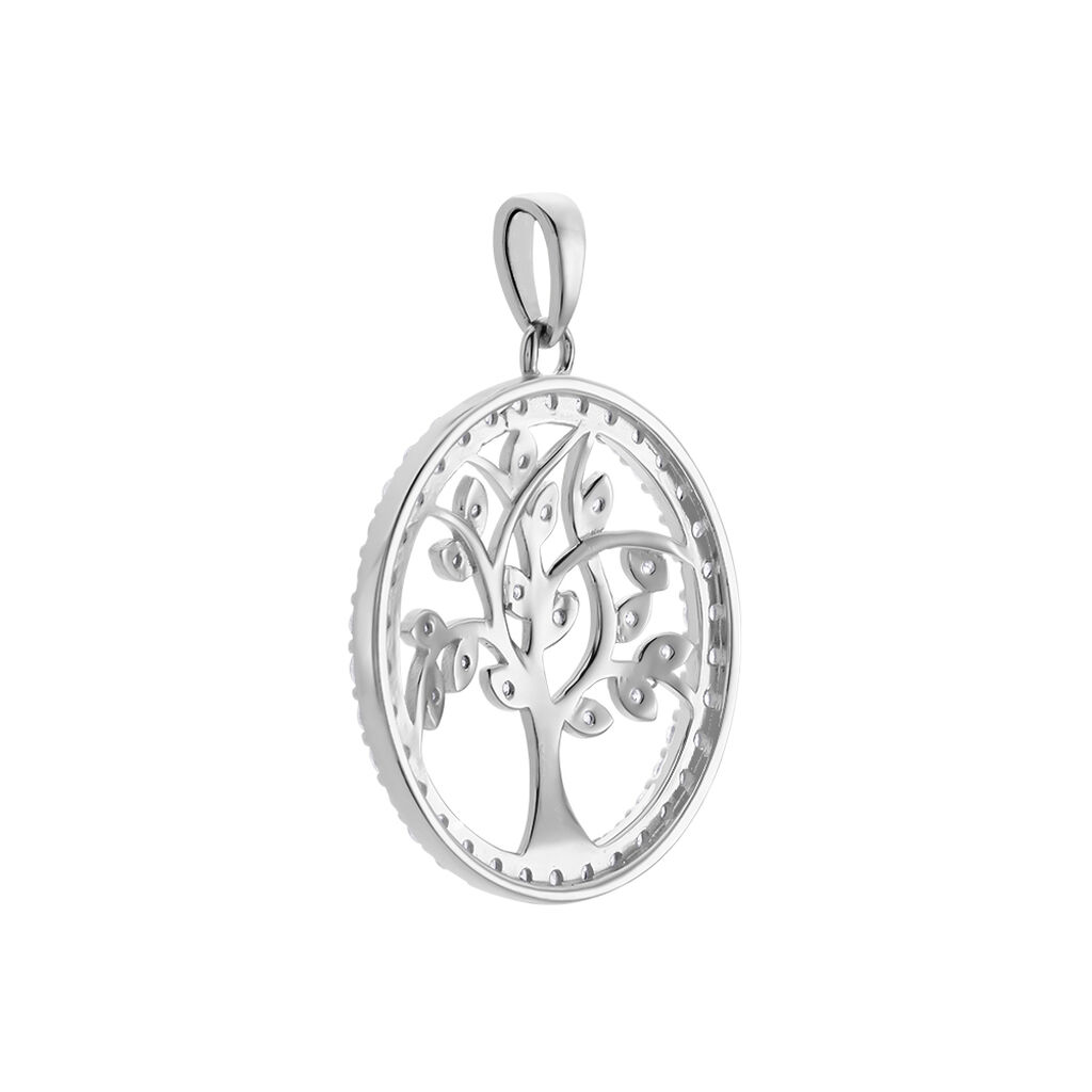Damen Anh&auml;nger Silber Silber 925 Zirkonia Wei&szlig; Baum B 22,7 mm