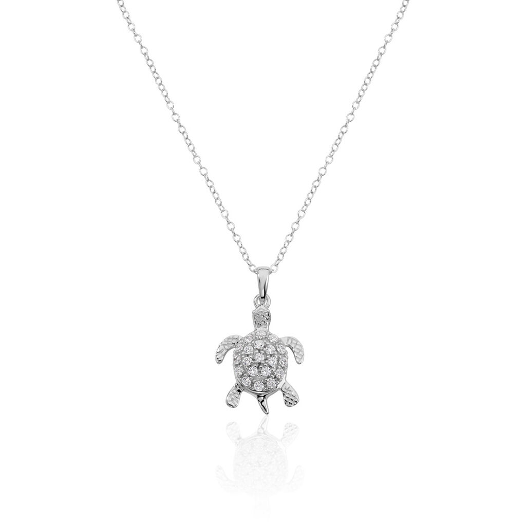 ALMA Damen Collier Silber 925 Zirkonia Wei&szlig; 0,5 ct B 1,2 mm