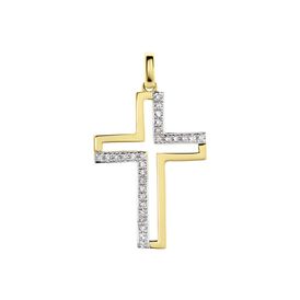 Anhänger Gold 375 Zirkonia Diamant 0,07ct Kreuz - Kreuzanhänger  | OROVIVO