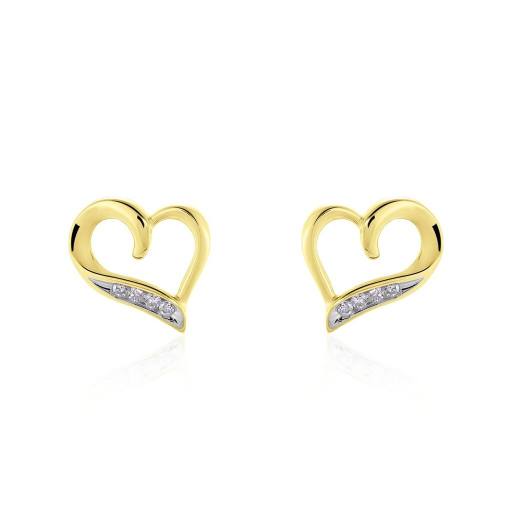 Damen Ohrstecker Gold 375 Diamant 0,04ct Herz Herz Hanne  - Ohrstecker Damen | OROVIVO
