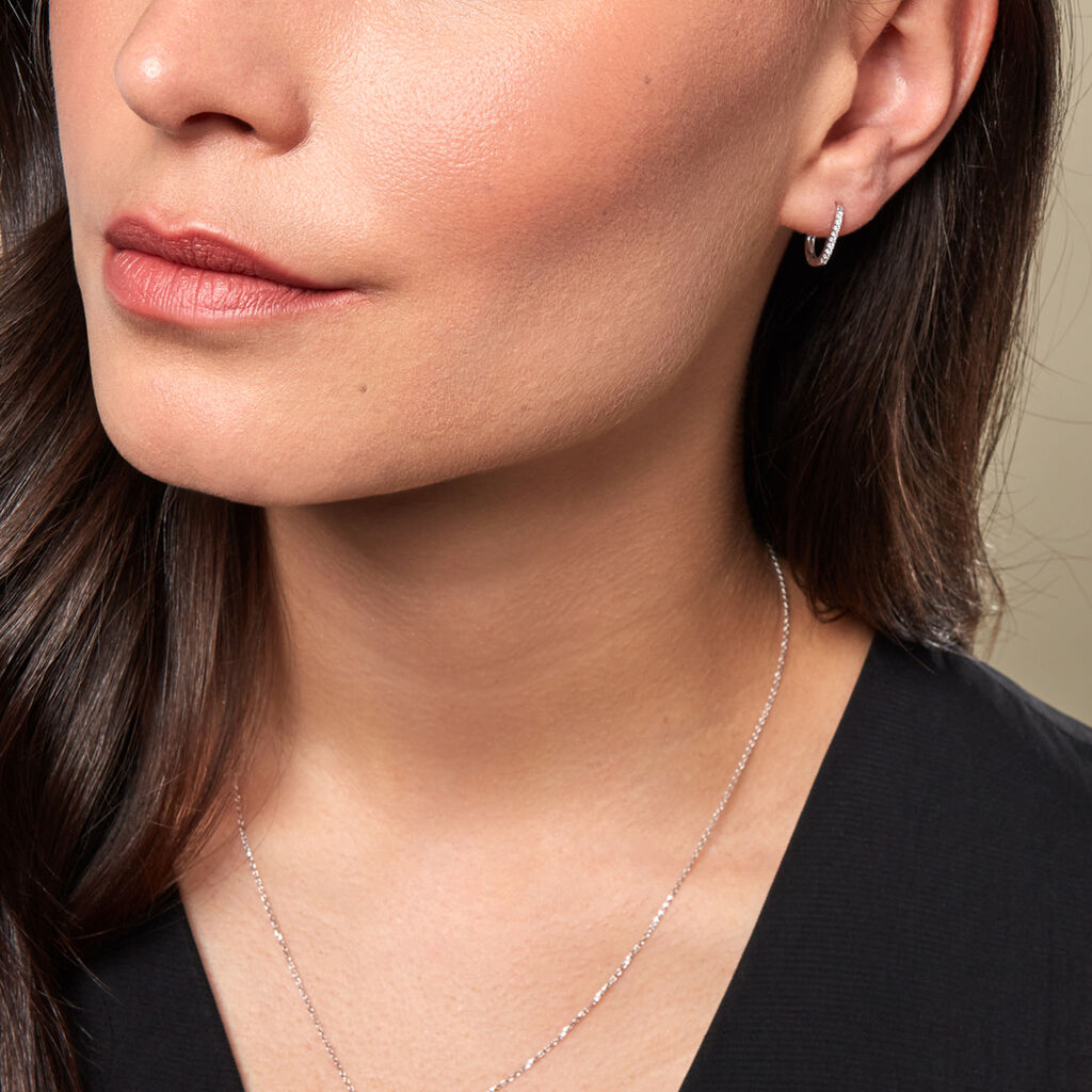 Damen Creolen Weißgold 375 Rund Weiß Brittany - Sommerschmuck Damen | OROVIVO