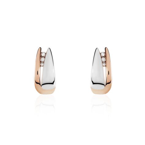 Damen Ohrringe Gold 375 Bicolor Diamanten 0,24ct Saca - Creolen Damen | OROVIVO