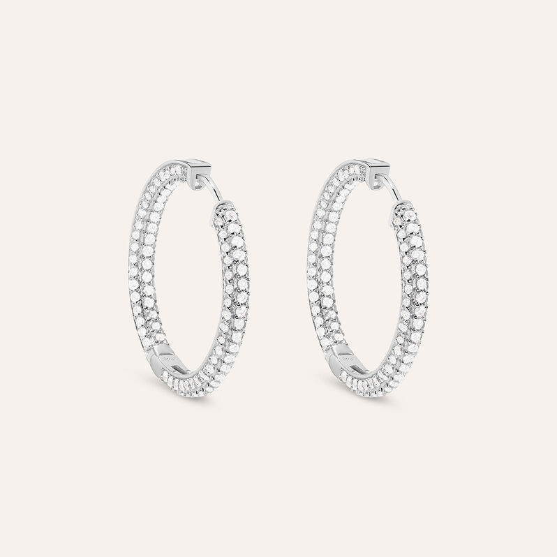 Orecchini A Cerchio Silver Shine Argento Rodiato Cubic Zirconia - Spannringe Damen | OROVIVO