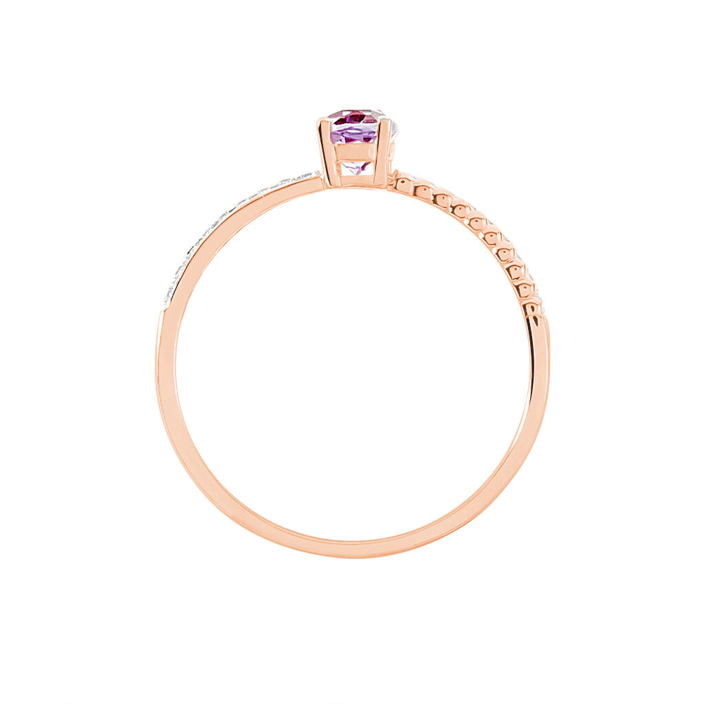 Bague Frannie Or Rose Amethyste Et Oxyde De Zirconium - Spannringe Damen | OROVIVO