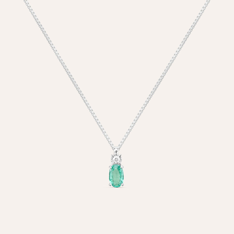 Collana Punto Luce Elizabeth Crown Oro Bianco Smeraldo Diamante - Spannringe Damen | OROVIVO