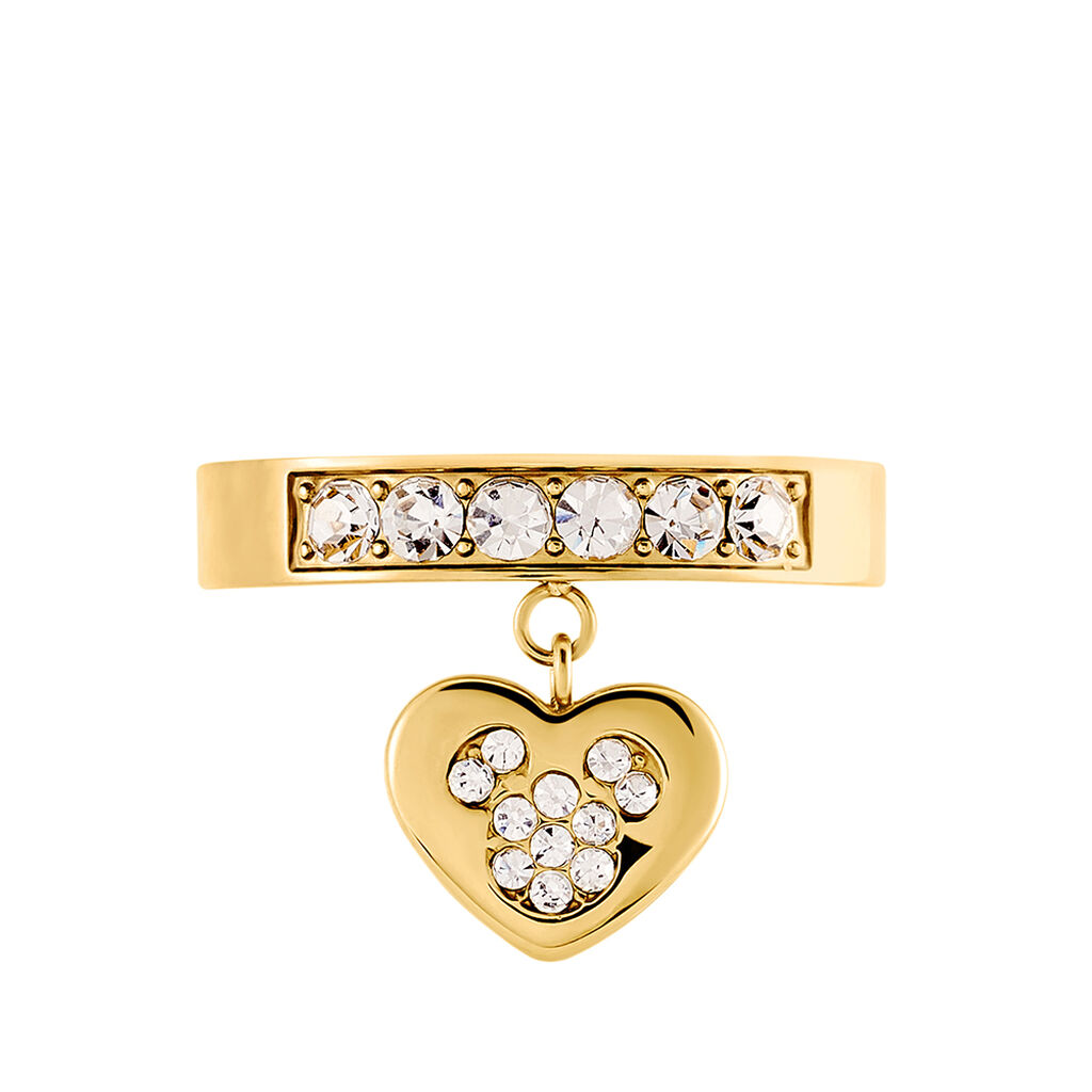 Damen Ring Edelstahl vergoldet Kristall Weiß Fantasie Minnie Heart  - Ringe mit Stein Damen | OROVIVO