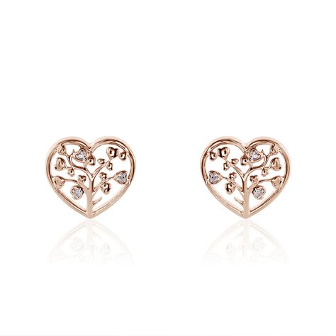Damen Ohrringe Lang Silber rosevergoldet 925 Diamant 0,02ct Herz Lebensbaum Riana  - Ohrringe mit Stein Damen | OROVIVO