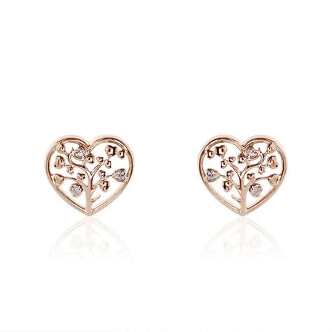 Damen Ohrringe Lang Silber rosevergoldet 925 Diamant 0,02ct Herz Lebensbaum Riana  - Ohrringe mit Stein Damen | OROVIVO