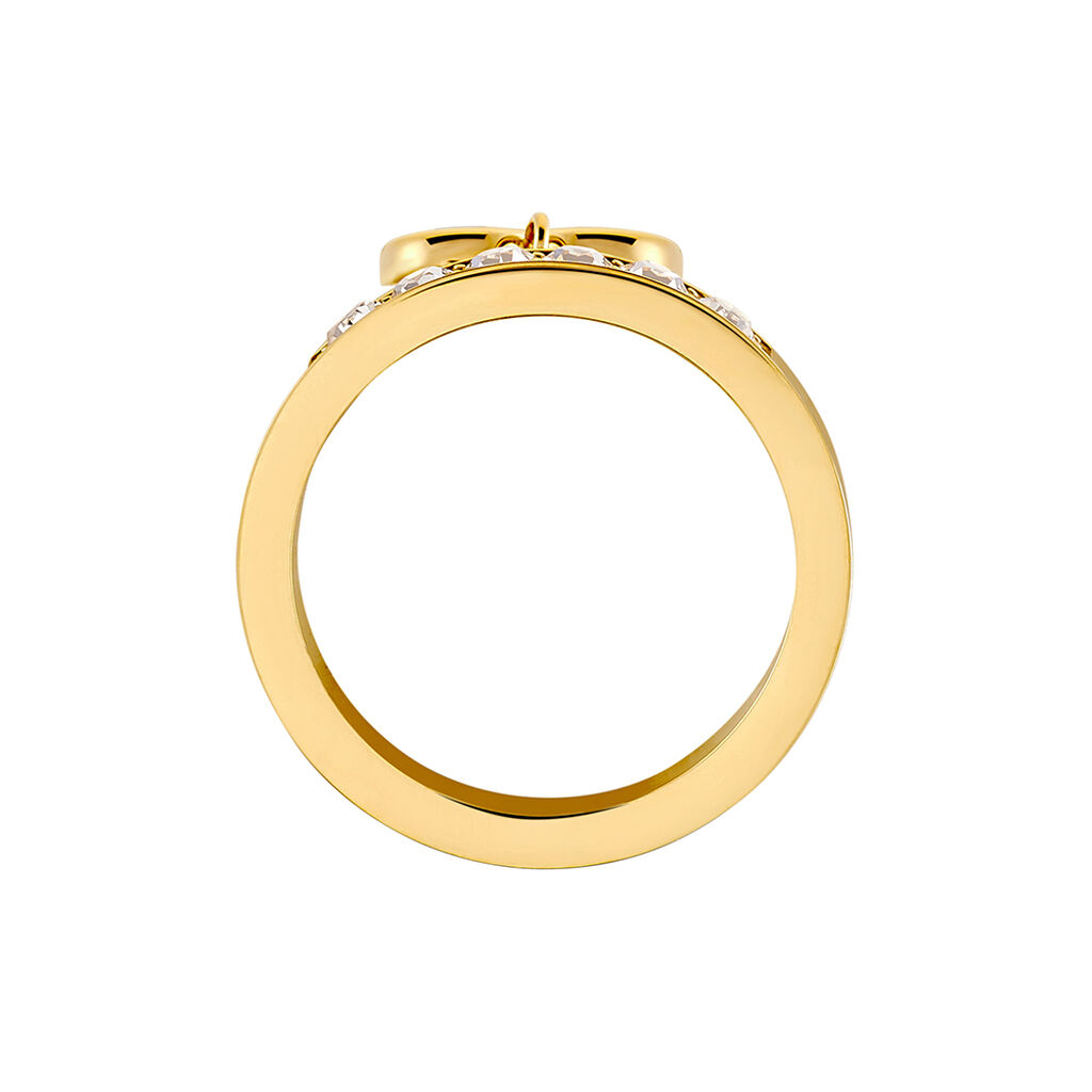 Damen Ring Edelstahl vergoldet Kristall Weiß Fantasie Minnie Heart  - Ringe mit Stein Damen | OROVIVO