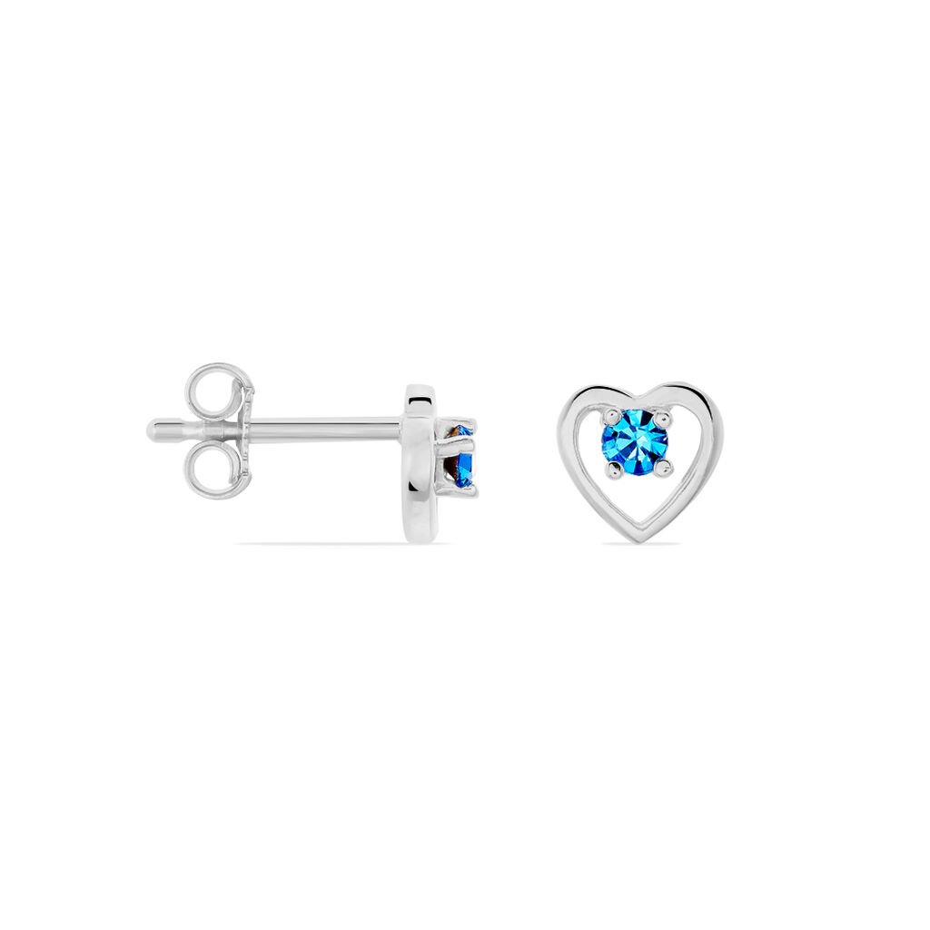 LOVA HERZ Kinder Ohrstecker Silber 925 Strass Blau Herz