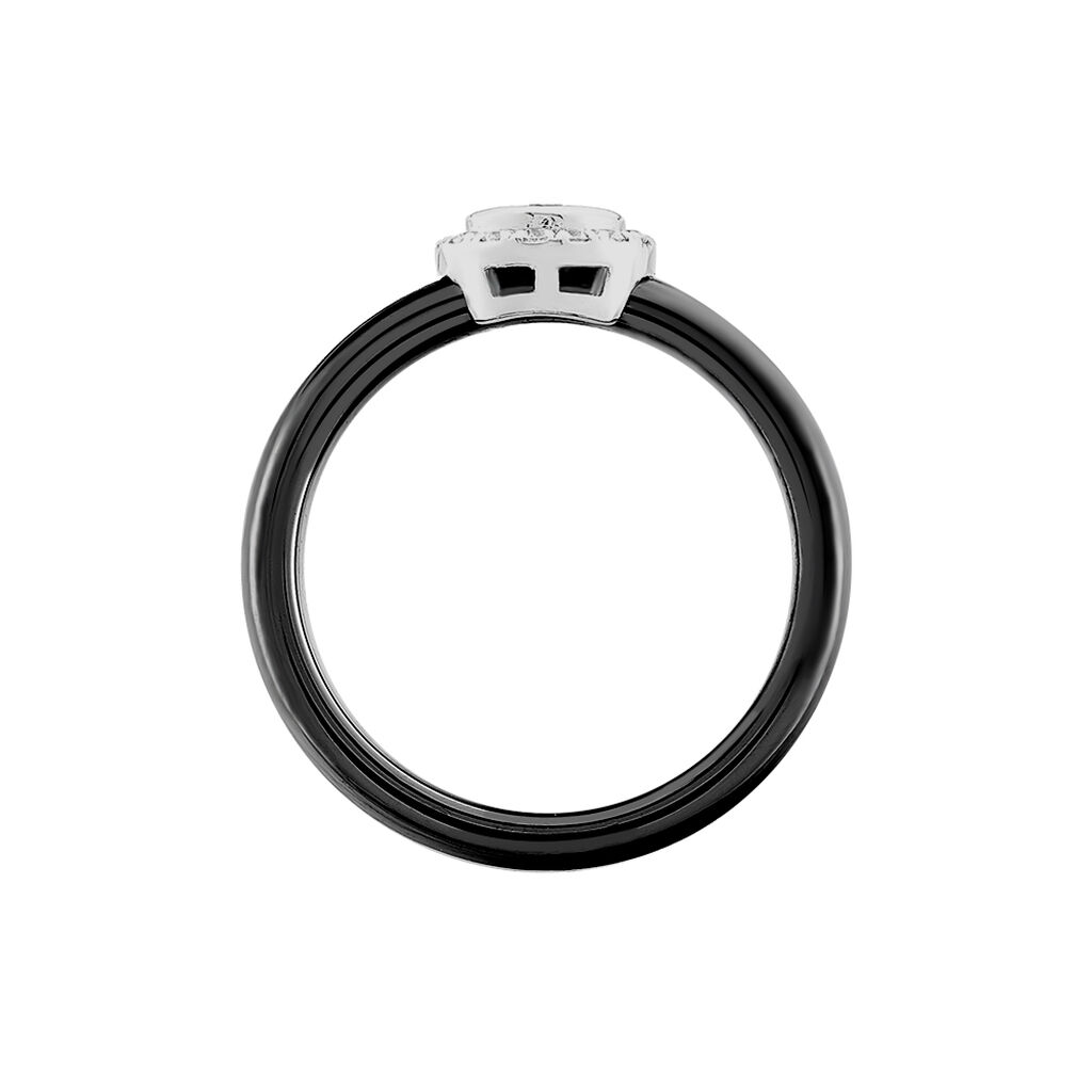 Bague Solitaire Solitaire Argent Blanc Céramique Et Oxyde De Zirconium - Spannringe Damen | OROVIVO
